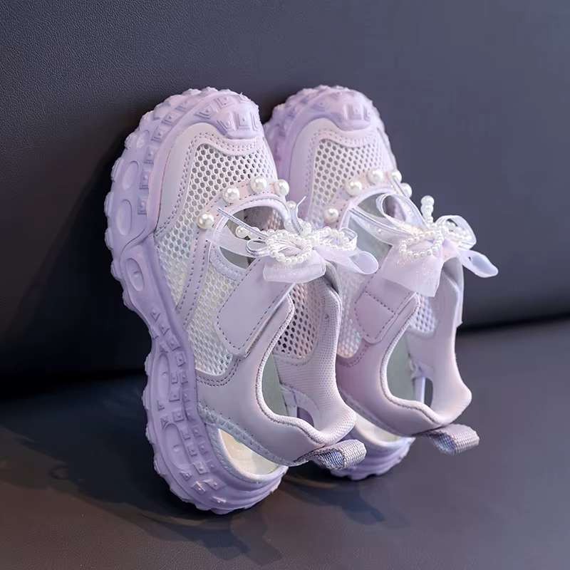 Baotou – sandales princesse pour filles, chaussures à maille unique avec perles étrangères, baskets 