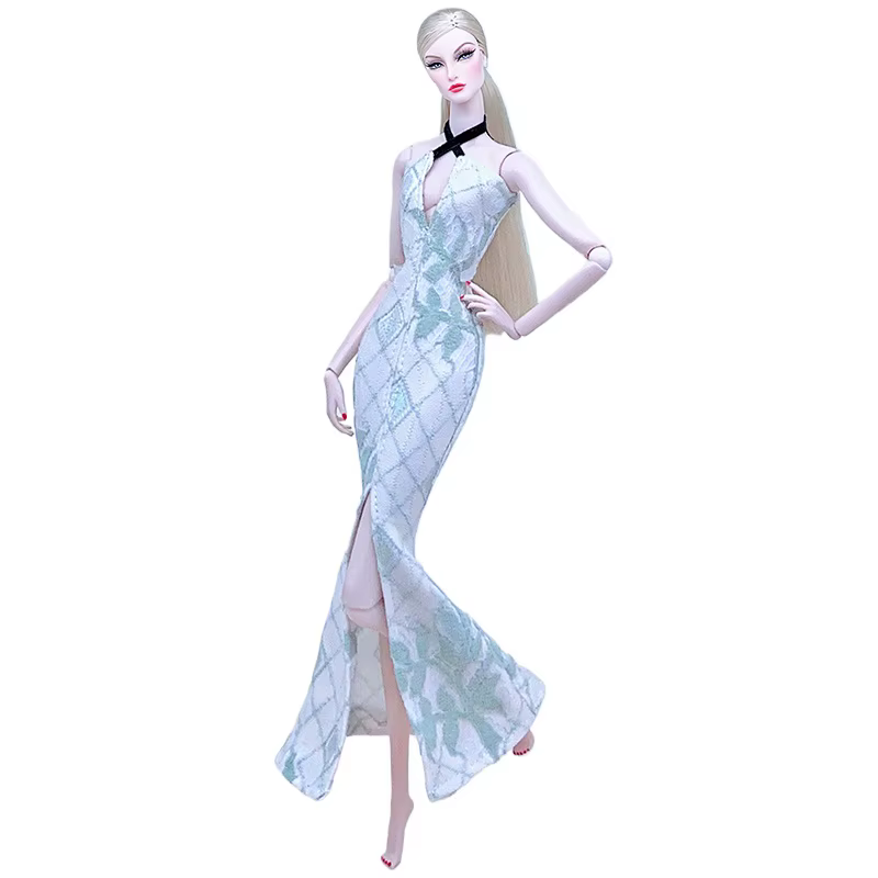 Robe de mariée blanche de haute couture pour poupée Barbie, vêtements de grande robe de soirée, tenu