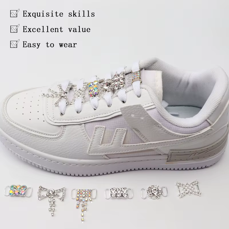 AF1 diamant lacets boucle en métal luxe strass chaussures accessoires lacets en métal serrure Sneake