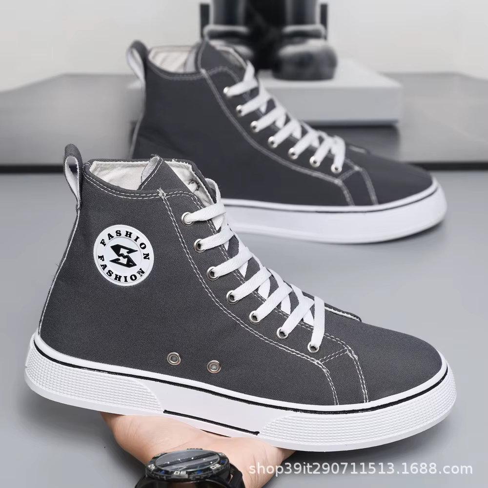 Baskets montantes en toile confortables unisexe pour jeunes, chaussures décontractées respirantes to