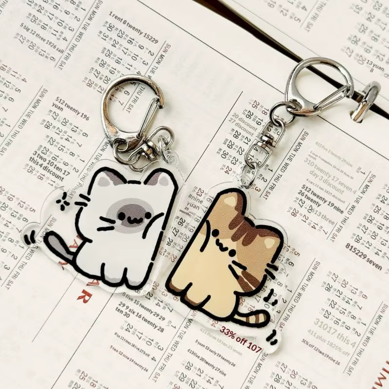 Porte-clés en peluche chat mignon, accessoire pour couple, pendentif de sac à dos, cadeau pour amis 