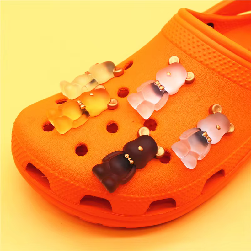 Breloques de chaussures d'animaux mignons en résine dure, décorations Kawaii, nœud, ours, accessoire