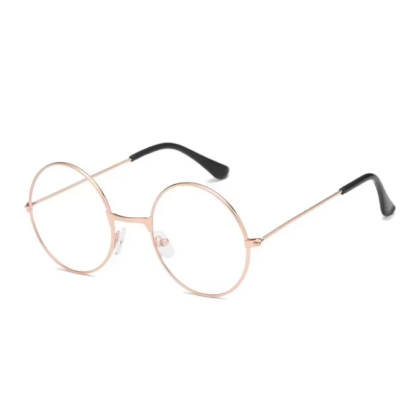 Lunettes rondes à la mode, accessoires Anime, lunettes rondes à lumière bleue, plates en métal pour 