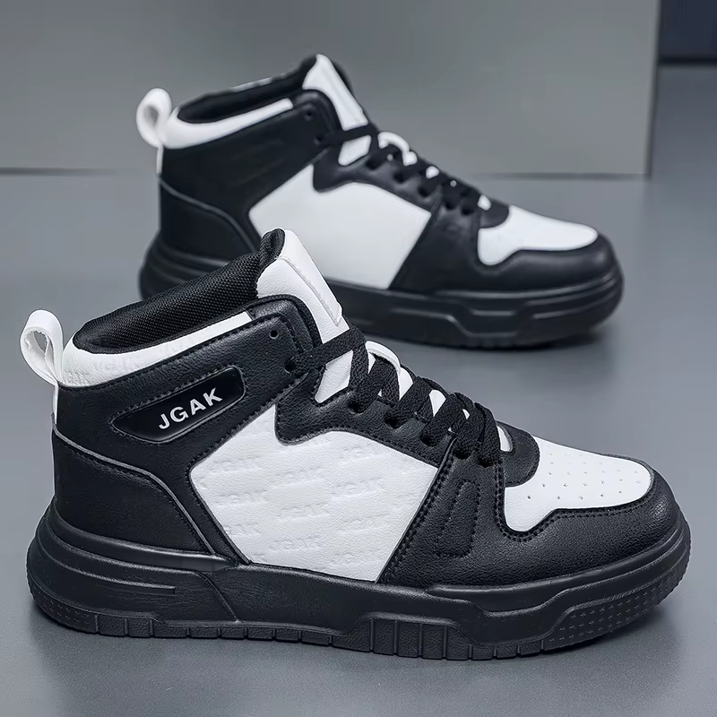 Chaussures de skateboard montantes en cuir pour hommes, baskets décontractées à la mode, grande tail