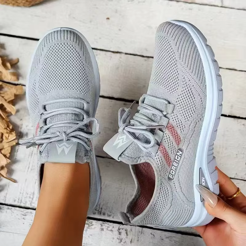 Chaussures décontractées pour femmes, style sport, printemps et automne, en maille tissée respirante