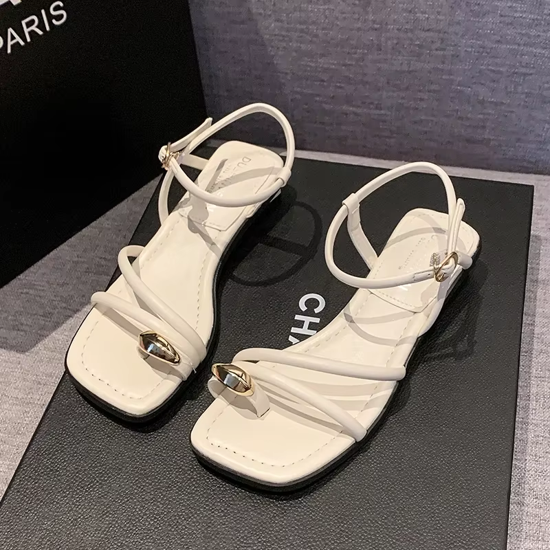 Sandales plates d'été style romain pour femmes, sans talon, respirantes, nouvelle collection, chauss