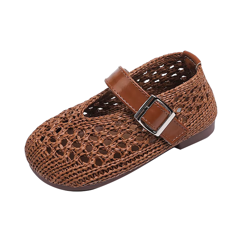 JGSHOWKITO 2026 Chaussures en maille pour fille, sandales plates d'été ajourées pour enfants, style 