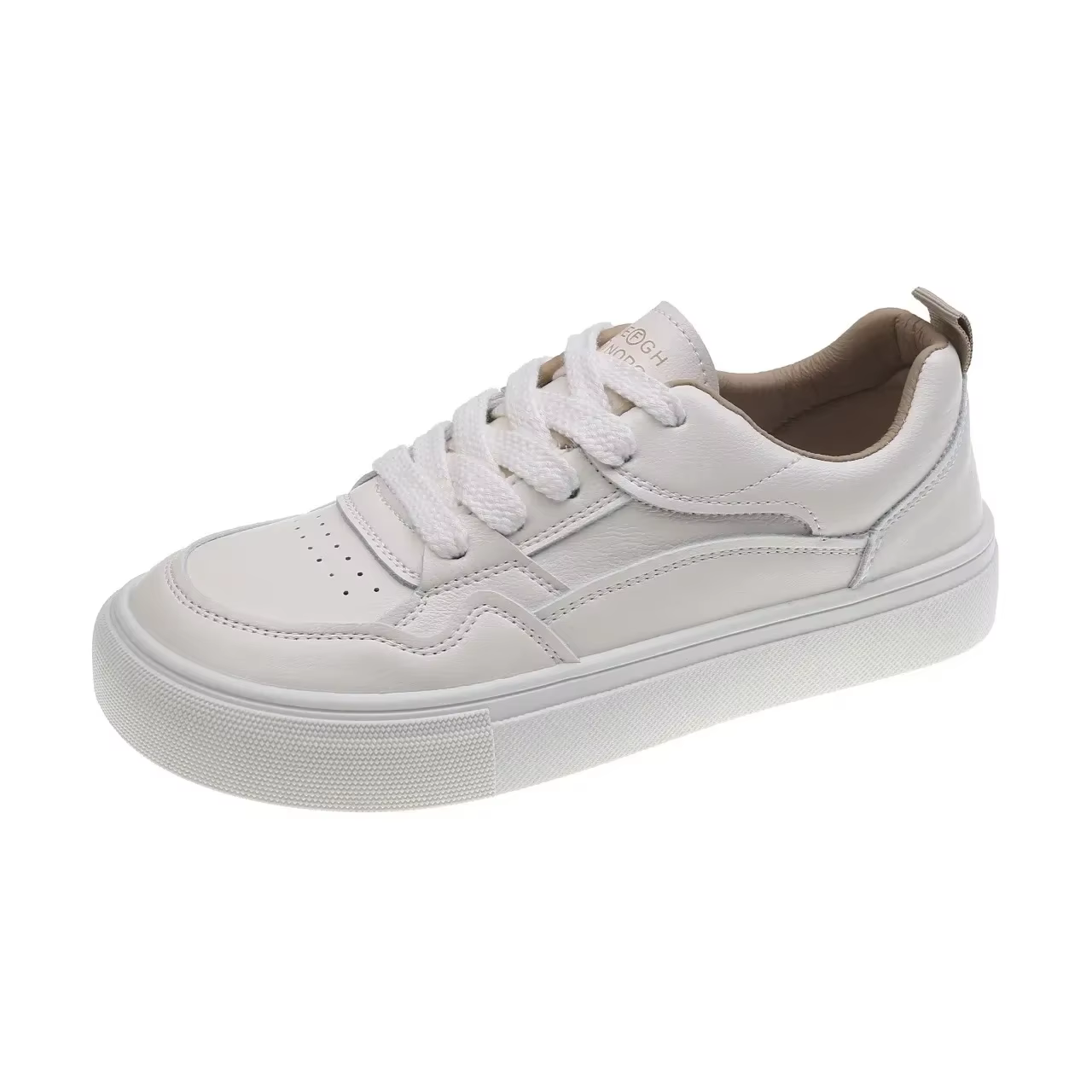 Chaussures Plates en Cuir group pour Femme, Baskets Blanches à la Mode, Respirantes, Décontractées, 