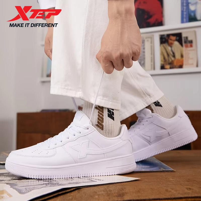 Xtep femmes chaussures de skateboard femme printemps antidérapant femmes chaussures de marche blanc 
