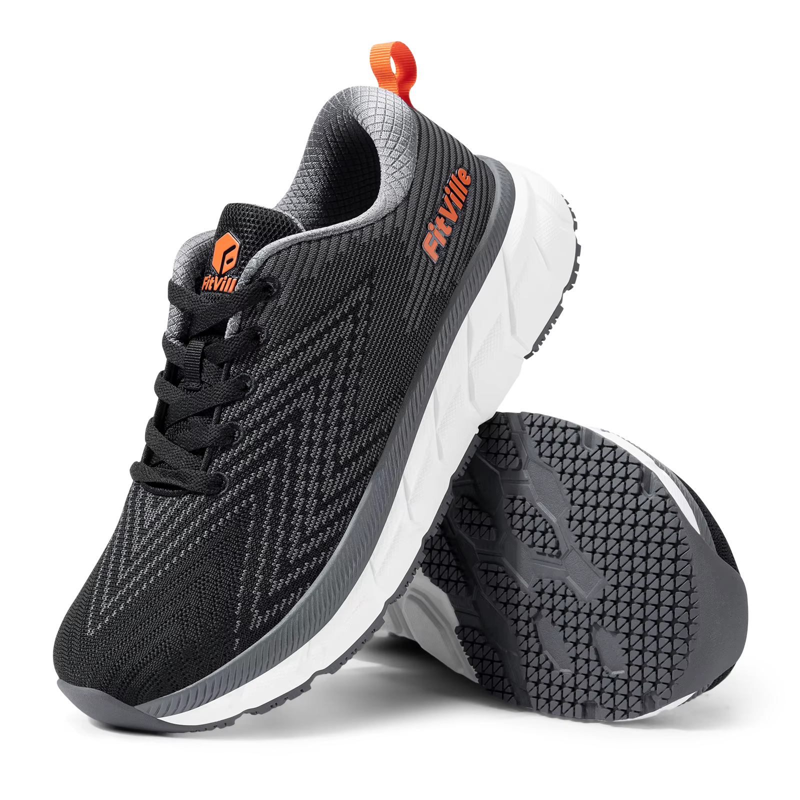 Chaussures pour hommes FitVille à bout large, coussinées, extra larges, antidérapantes, confortables