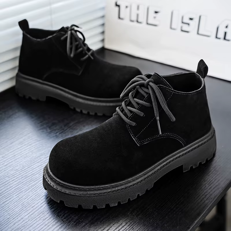 Bottines classiques pour hommes, chaussures décontractées à bout large, marque de luxe, chaussures d