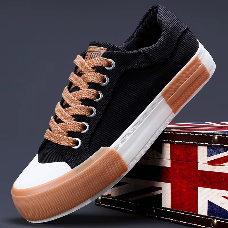 Hommes toile chaussures décontracté à lacets baskets mode d'été respirant vulcaniser chaussures en c