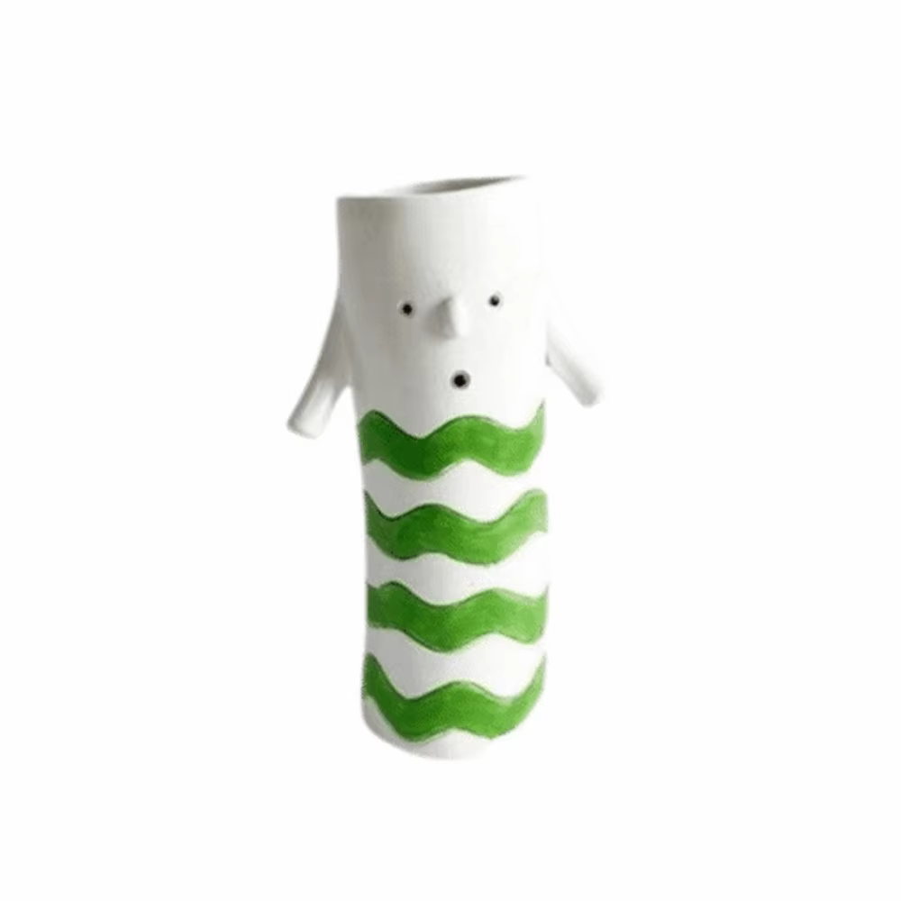 Porte-fleurs en résine peinte de style bohème, vase floral unique et amusant, forme cylindrique, pot