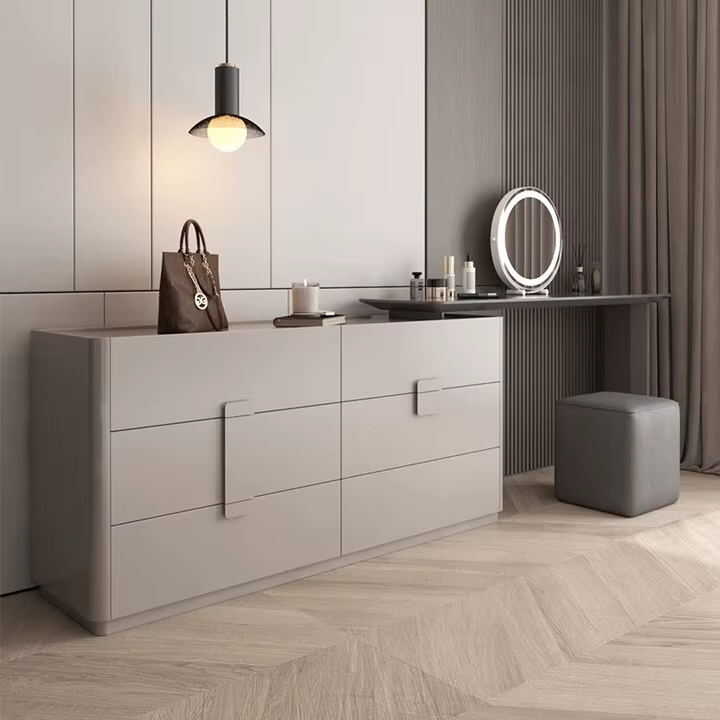 Table de maquillage de luxe légère pour chambre à coucher, moderne, Simple, intégrée, seau de rangem