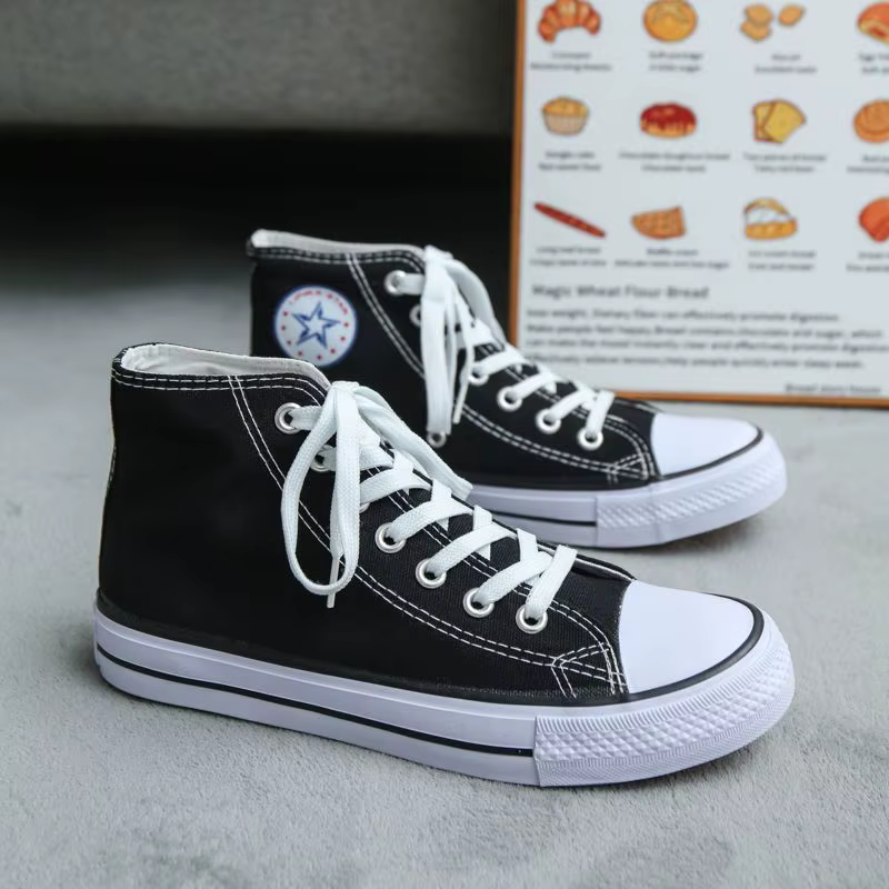 Chaussures de basket-ball en toile respirantes et confortables, taille 37-46, noires et blanches, à