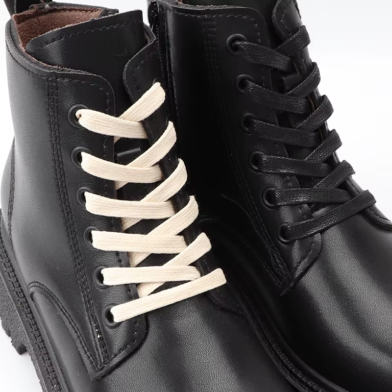 Lacets plats cirés en cuir chaussures décontractées imperméables lacets bottes unisexe longueur de l