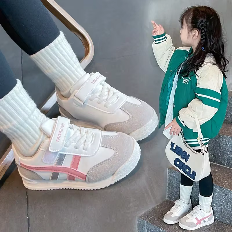 Chaussures de sport pour enfants, colorées, avec coutures, fermeture auto-agrippante, bout rond, sem