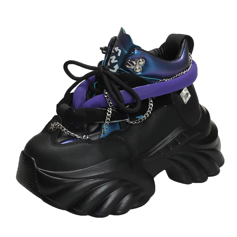 Baskets compensées Kawaii pour femmes, chaussures de course décontractées, à lacets, mocassins, 600