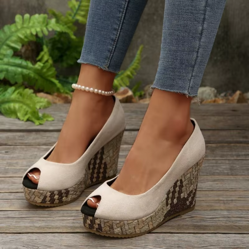 LIHUAMAO – chaussures à talons hauts en daim pour femmes, chaussures à bout ouvert, escarpins à plat