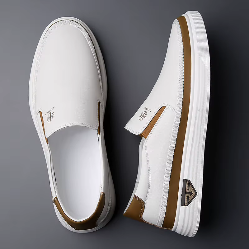 Nouvelles baskets décontractées en cuir véritable pour hommes 2025, mode printemps-été, chaussures b