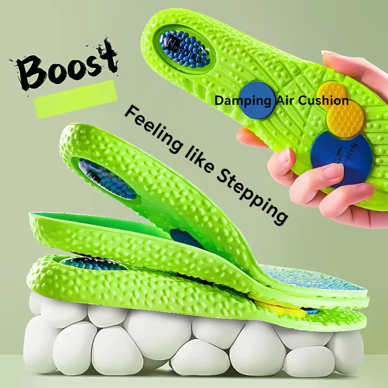 Semelles intérieures de sport à absorption des chocs pour hommes et femmes, coussin OligAir vert, su
