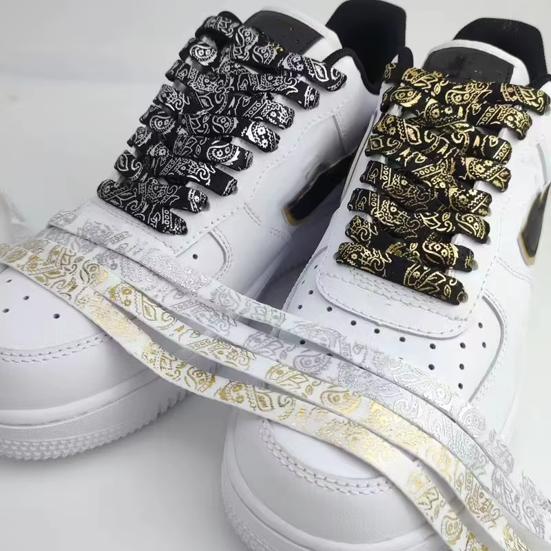 Dorure lacets de chaussures plats lacets de fleur de cajou pour baskets peint à la main sport décont