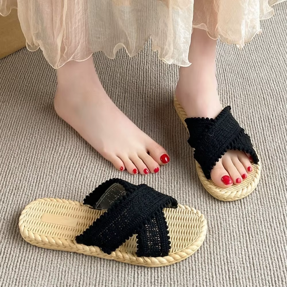 Sandales plates en PVC style bohème pour les vacances, antidérapantes, pour la plage et l'extérieur