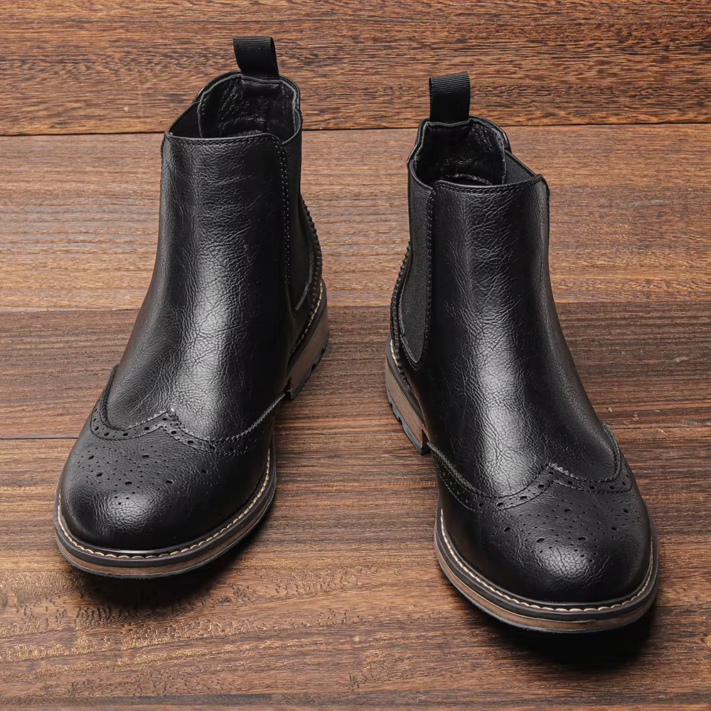 Taille 7-13 Brogue Chelsea hommes bottes bottes en cuir de Style américain classique