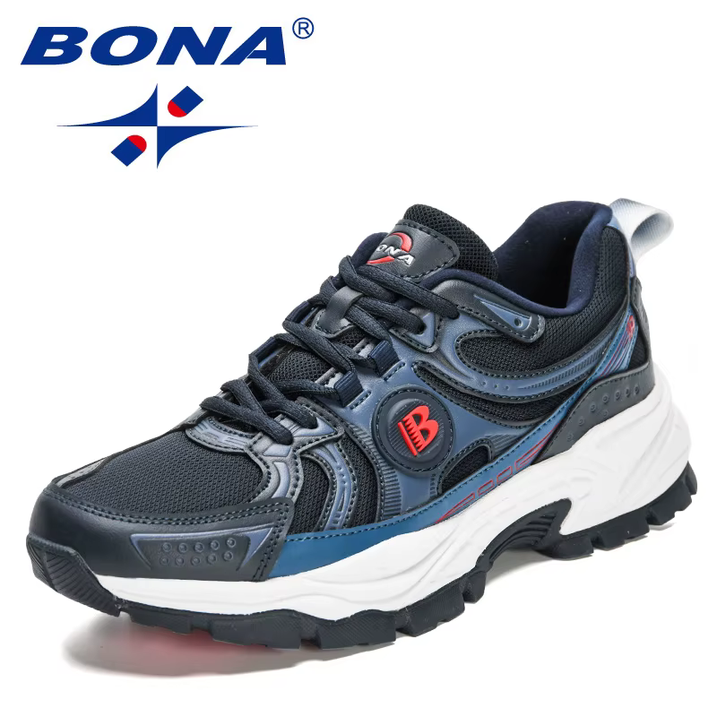 BONA nouveaux créateurs Action cuir maille chaussures de Jogging hommes respirant chaussures de cour