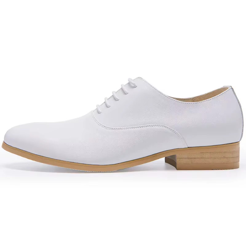 Chaussures de mariage blanches de luxe pour hommes, en cuir véritable, faites à la main, marque de s