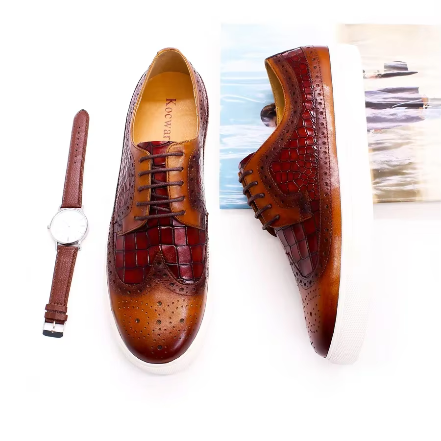 Baskets plates en cuir véritable pour hommes, chaussures confortables faites à la main, chaussures d