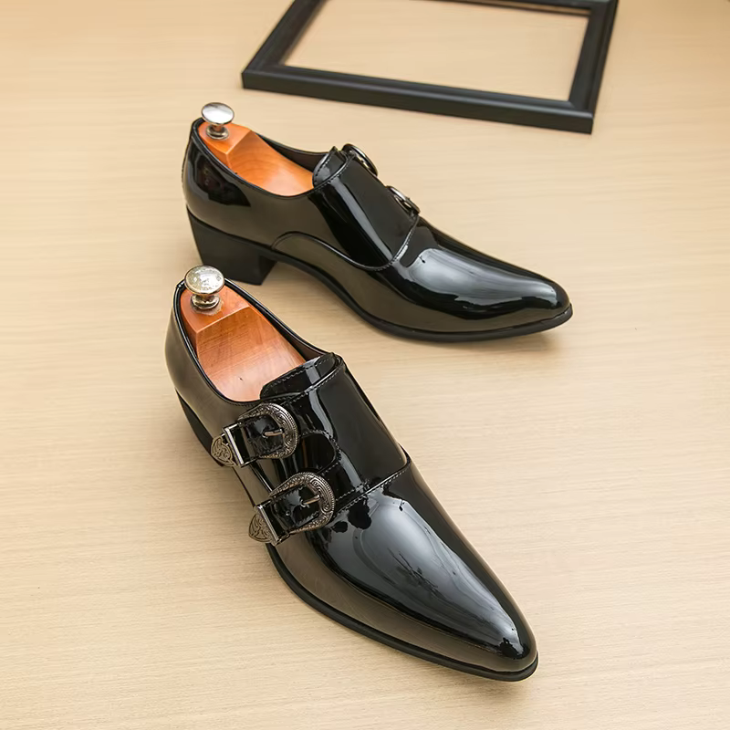 FUQIAO talons hauts hommes chaussures formelles rétro en cuir hommes mocassins robe élégante mariage