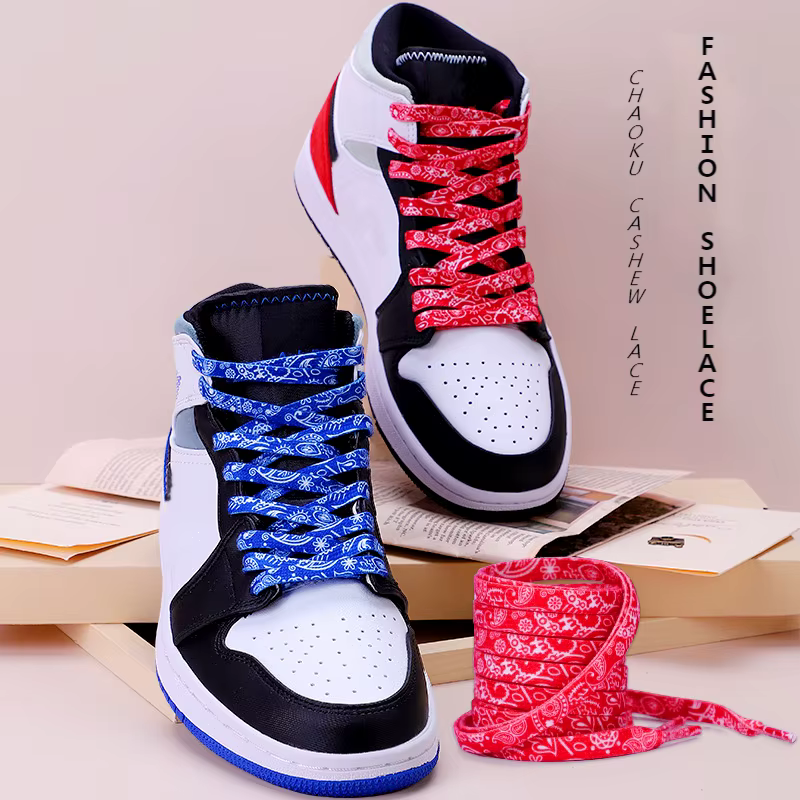 Lacets de sport fleur de cajou AF1 lacets de chaussures en toile noir et blanc couleur Ins tendance