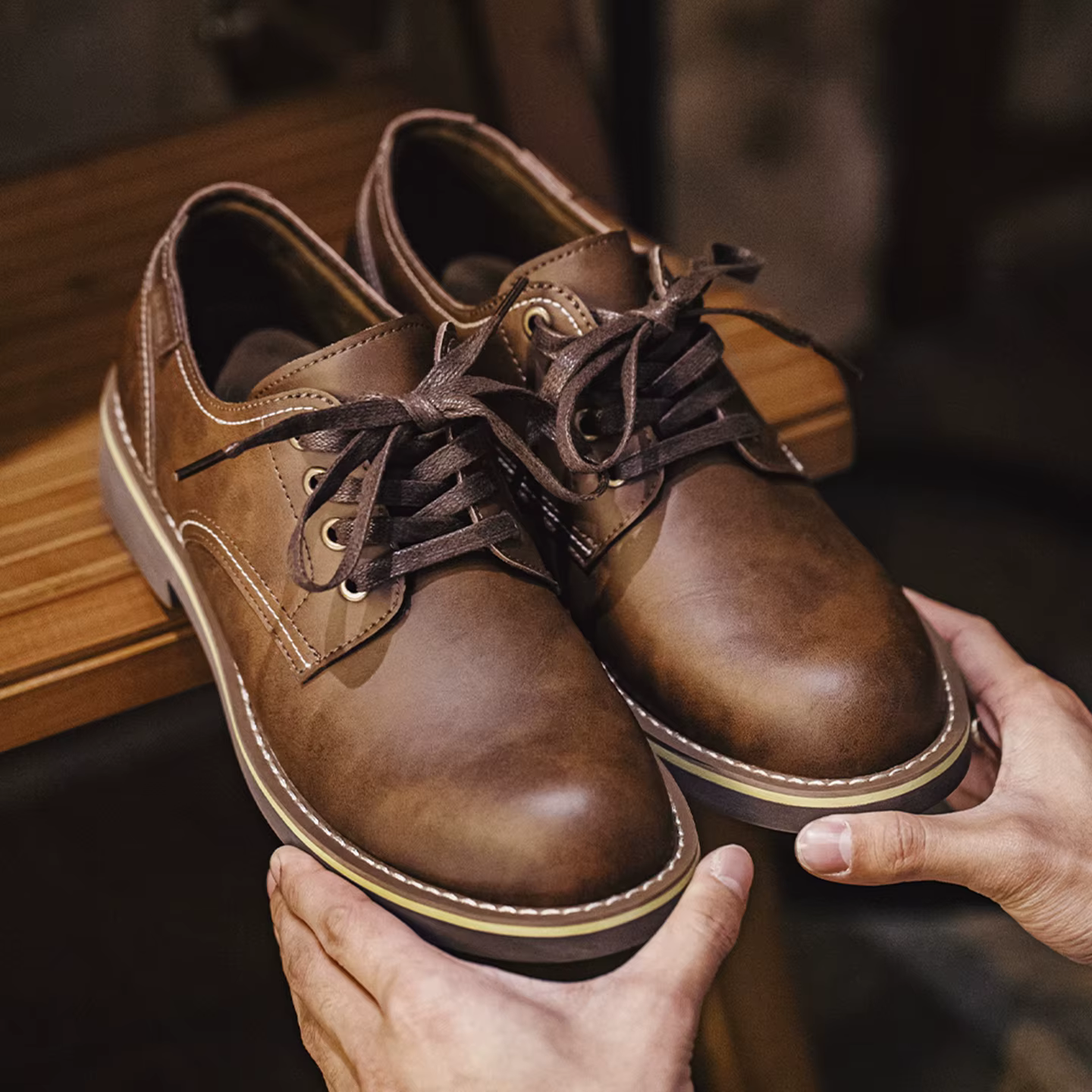 Chaussures vintage pour hommes Maden, bottes de travail classiques à bout rond, chaussures décontrac