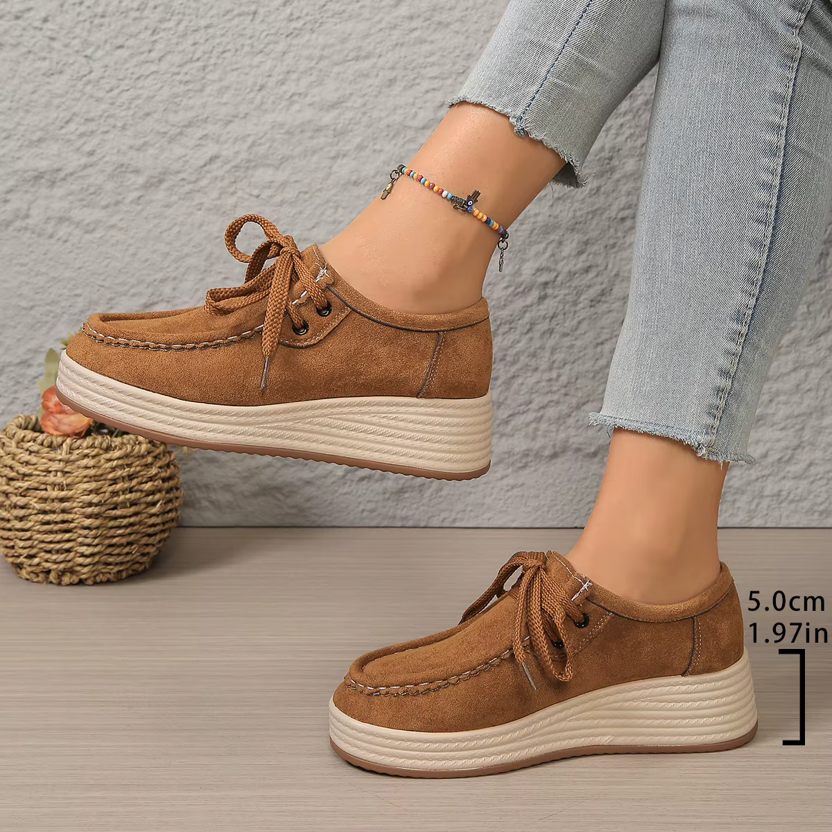 Chaussures de sport rétro de couleur unie pour femmes, chaussures basses décontractées à semelles ép