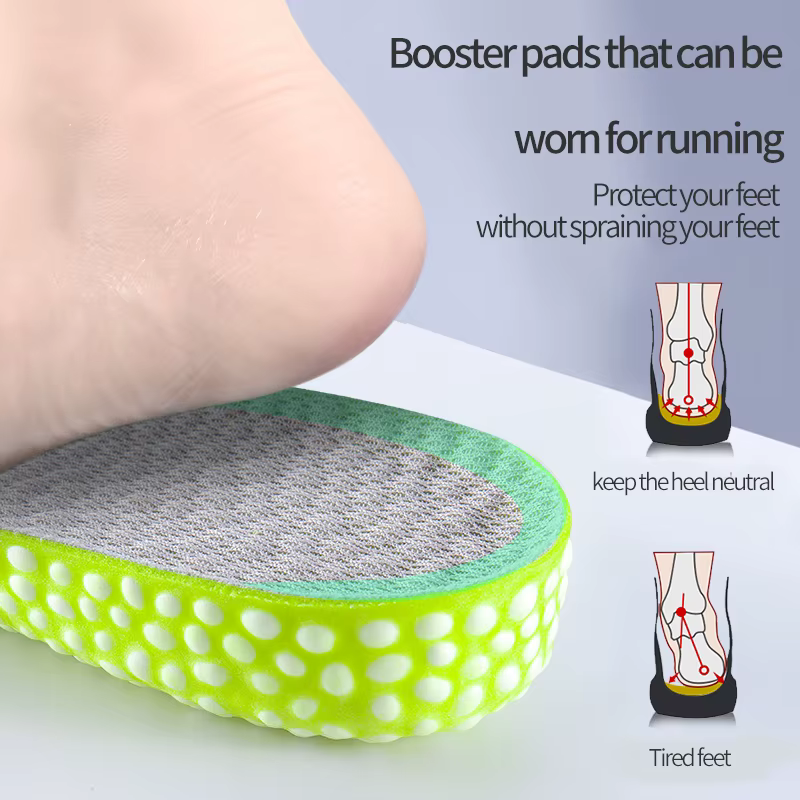 Semelle intérieure de course rehaussante pour chaussures, mousse de particules de riz pavées en PU, 