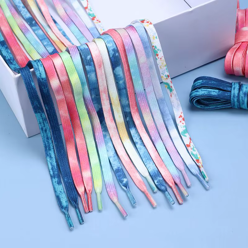Lacets de chaussures Tie-dye Non décolorés, lacets de chaussures décontractés pour baskets, lacets d