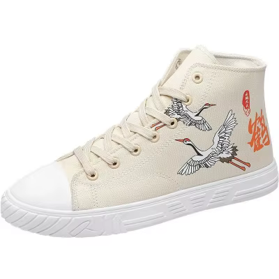 Chaussures Montantes en Toile pour Femme, Baskets Chics et Rétro de Style Chinois, en Caoutchouc, Mo