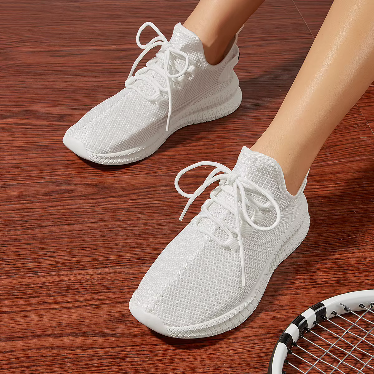 Baskets Noires Légères et Décontractées pour Femme, Chaussures de Marche, de dehors, Respirantes, An
