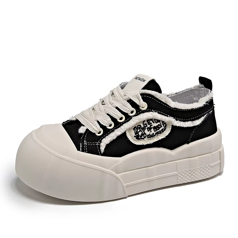 Baskets à Plateforme pour Femme, Chaussures de Tennis Blanches Décontractées, Basses, en Toile Épais