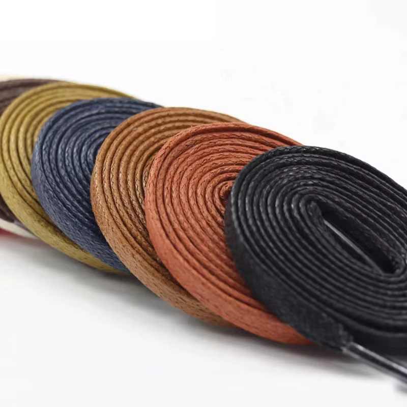 Lacets plats cirés en cuir lacets de chaussures décontractés imperméables bottes unisexe longueur de