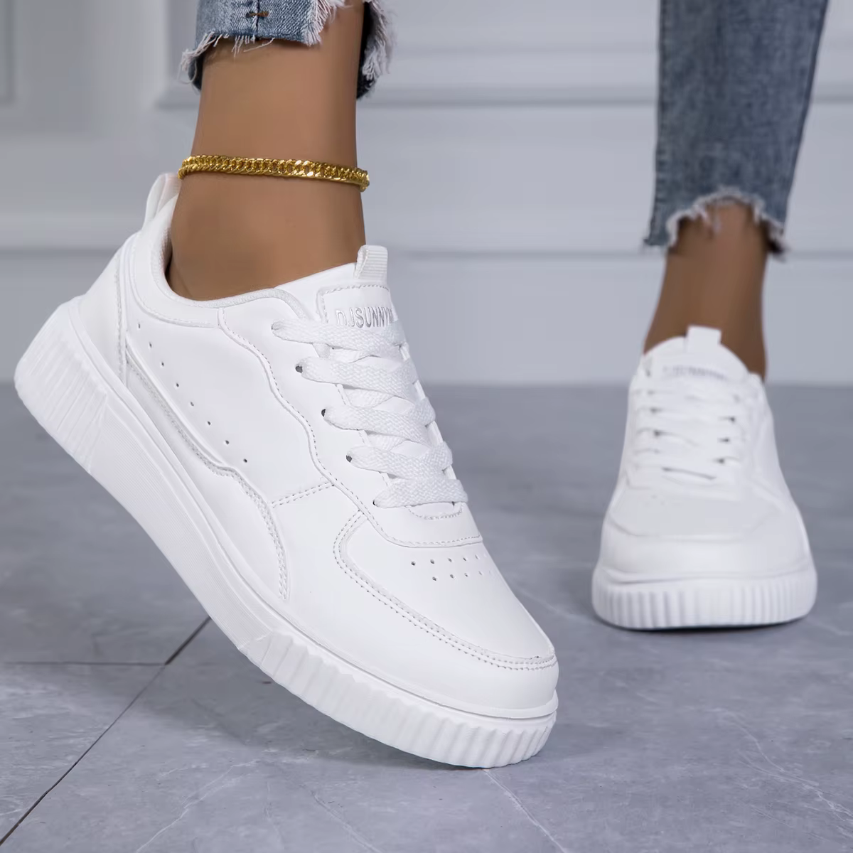 Baskets blanches décontractées pour femmes, doublure douce, chaussures antidérapantes, nouveau desig