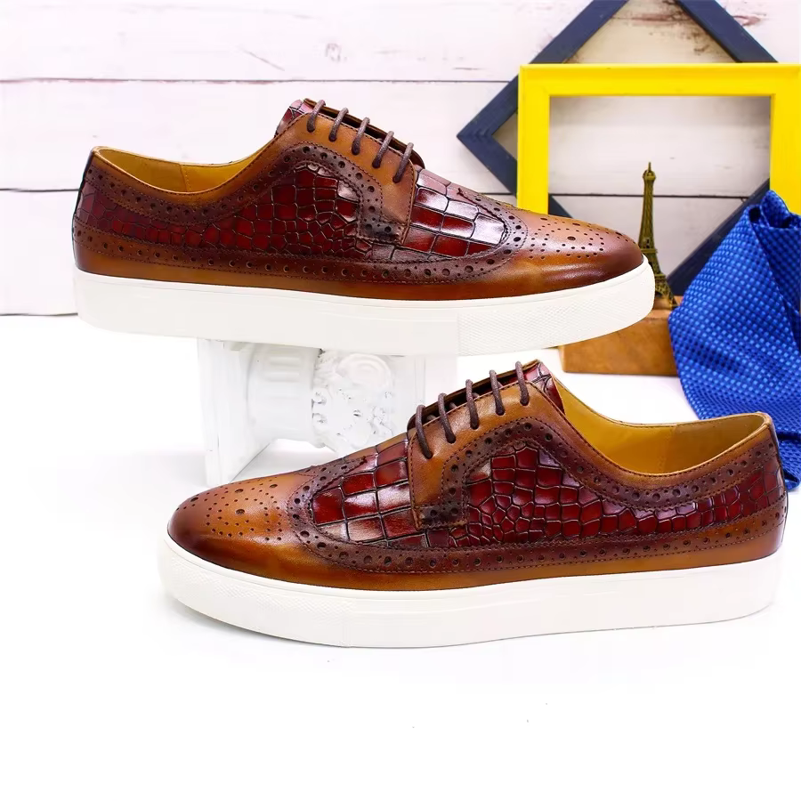 Baskets plates en cuir véritable pour hommes, chaussures confortables faites à la main, chaussures d