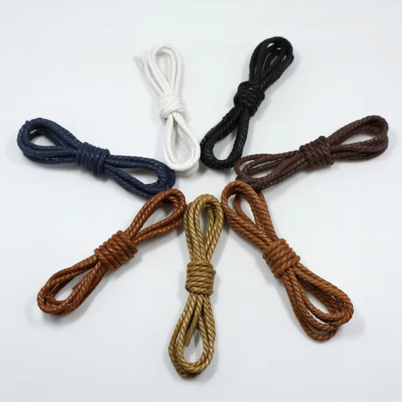 1 paire lacet lacets en cuir décontracté lacets ronds cirés chaussures Martin bottes chaussures de S