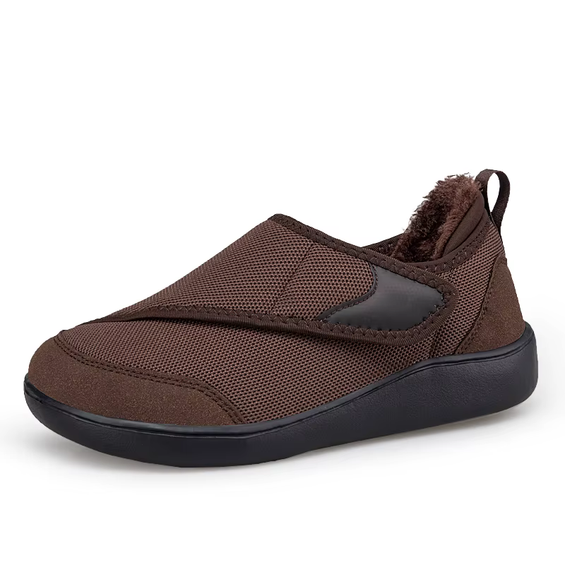 Chaussures d'hiver ouvertes à bout large doublé de fourrure pour hommes et femmes âgés, chaussures p