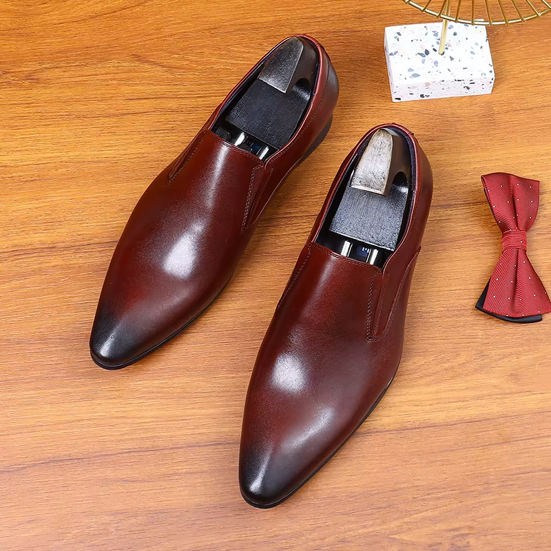 Chaussures en cuir de vachette couche supérieure pour hommes, chaussures provoqué d'affaires en cuir