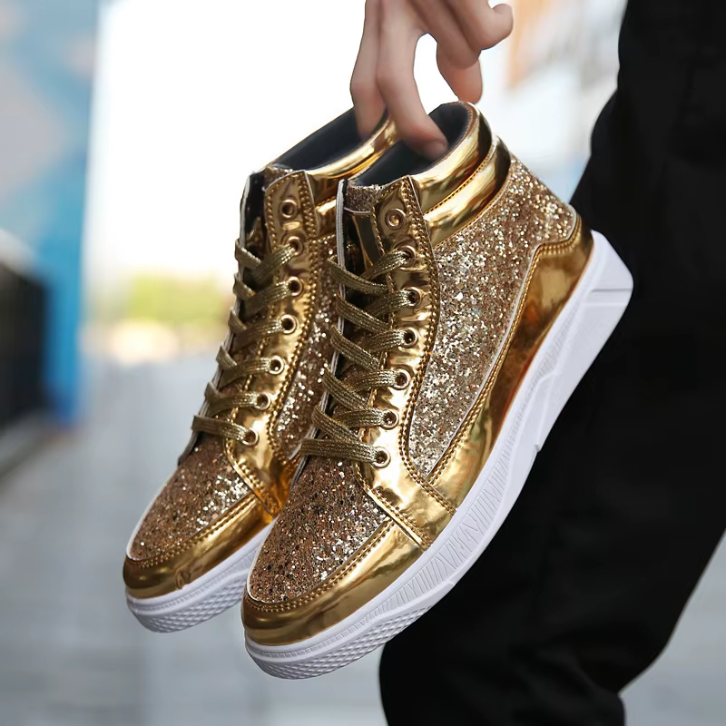Offre spéciale homme baskets hautes luxe paillettes hommes bottines mode chaussures décontractées an