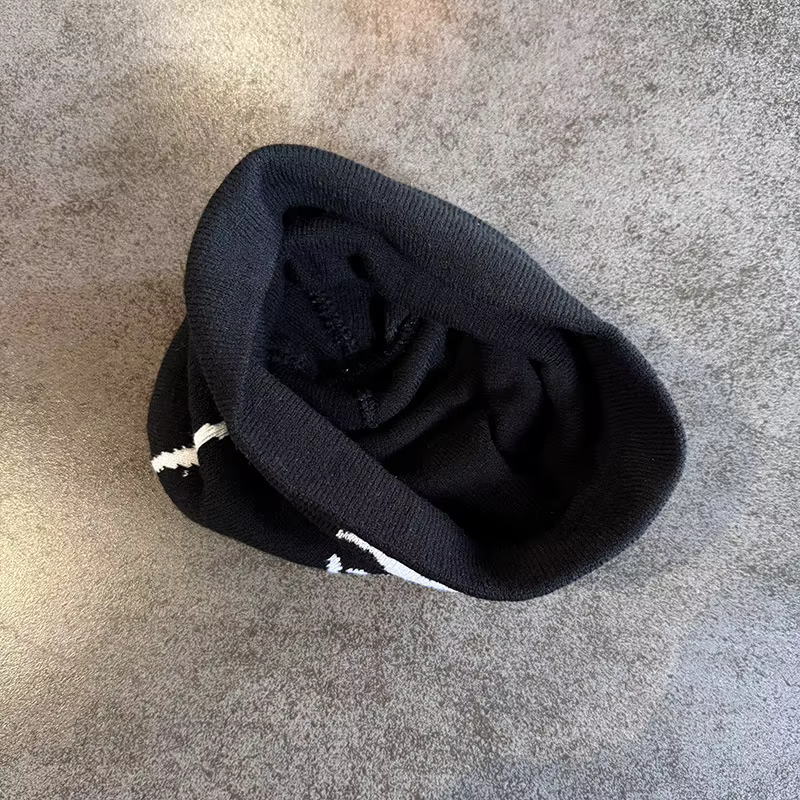 Bonnet tricoté à motif de visage, 1 pièce, casquette de crâne décontractée, chapeau de sport chaud p