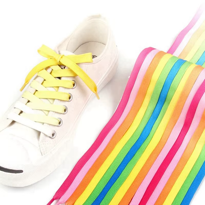 Lacets plats arc-en-ciel pour enfants et adultes, 1 paire, accessoires de chaussures, baskets en toi