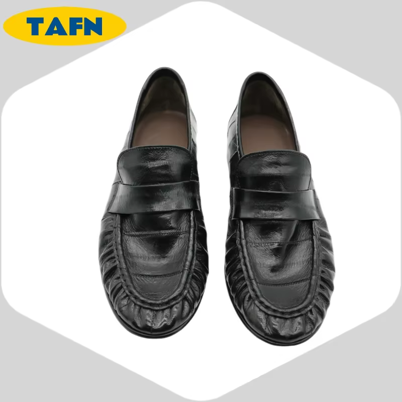 Chaussures plates en peau d'anguille 100% authentiques, style tendance, haut de gamme, esthétiques, 